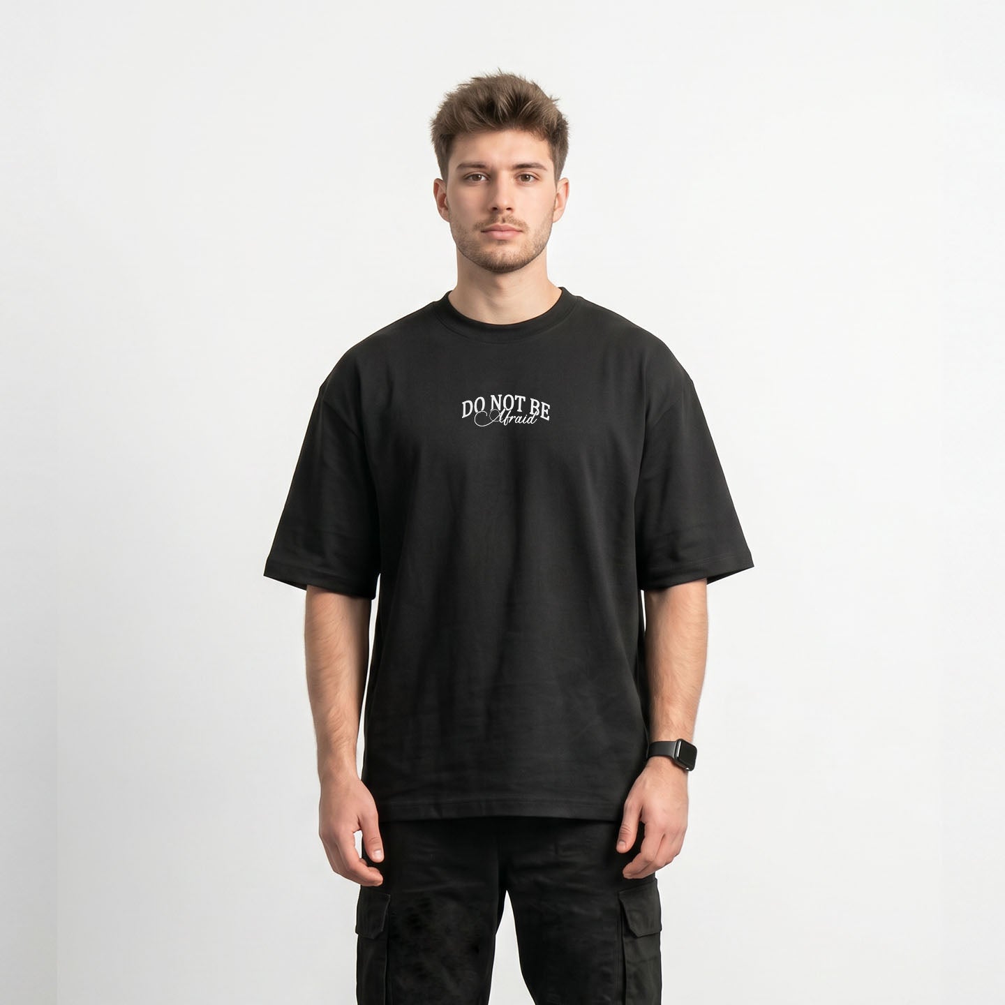 CAMISETA HOMBRE DON´T BE AFRAID NEGRO